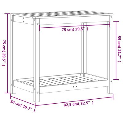 vidaXL tömör duglászfenyő ültetőasztal polccal 82,5 x 50 x 75 cm