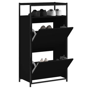 vidaXL fekete szerelt fa cipőszekr&eacute;ny 60x34x112 cm