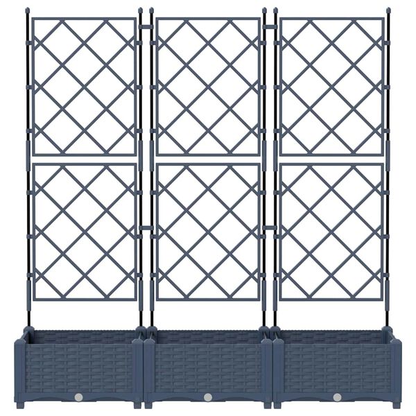 vidaXL Kerti cser&eacute;p 3 pcs Sz&uuml;rke 120 x 40 x 125,5 cm Ac&eacute;l