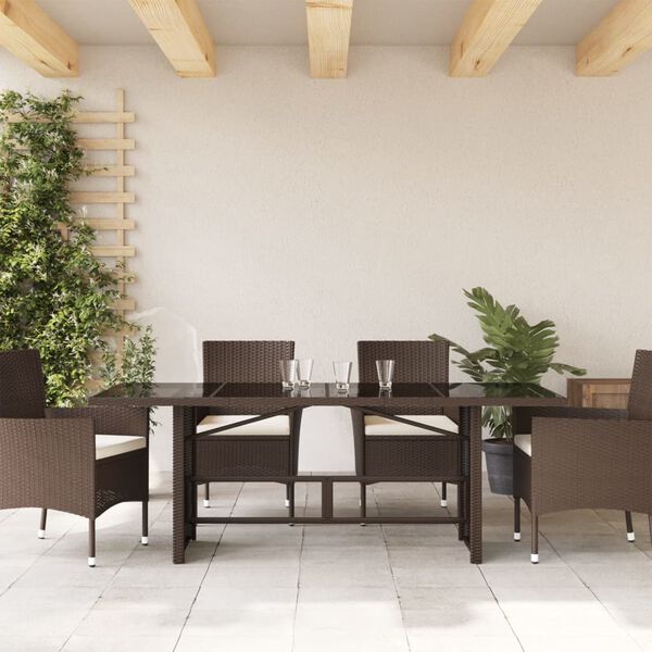 vidaXL barna polyrattan &uuml;veglapos kerti asztal 190 x 80 x 74 cm