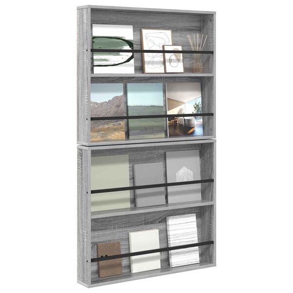 vidaXL Magazin &aacute;llv&aacute;ny 2 pcs Sz&uuml;rke Sonoma 80 x 12 x 70 cm Faanyag