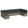 vidaXL 10 r&eacute;szes sz&uuml;rke polyrattan kerti &uuml;lőgarnit&uacute;ra p&aacute;rn&aacute;kkal