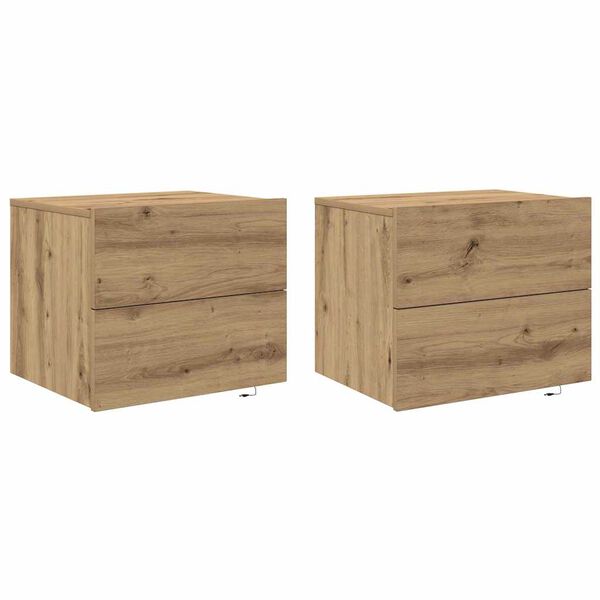 vidaXL &Eacute;jjeliszekr&eacute;ny 2 pcs Artisan t&ouml;lgy 50 x 39 x 41 cm Faanyag