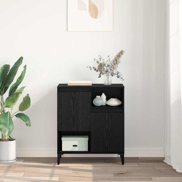 vidaXL Sz&eacute;f Fekete t&ouml;lgy 60 x 35 x 70 cm Faanyag