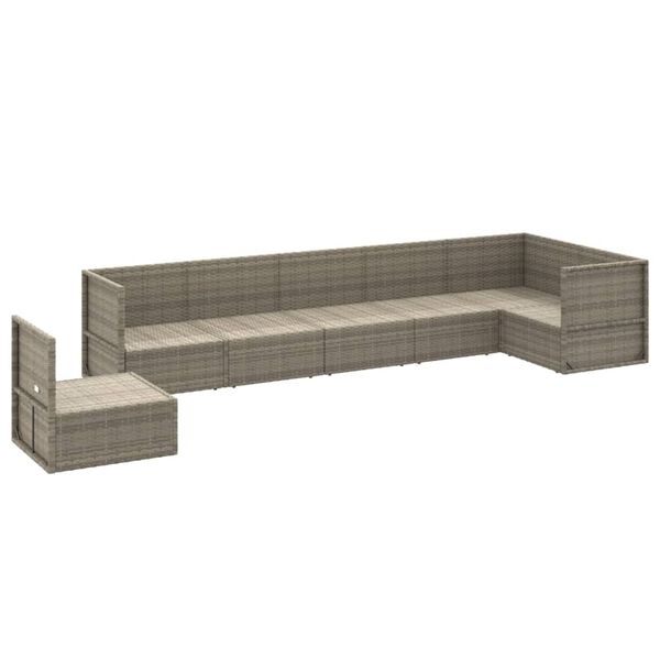 vidaXL 7 részes szürke polyrattan kerti ülőgarnitúra párnákkal