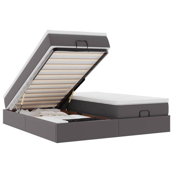 vidaXL Ottom&aacute;n &aacute;gykeret matraccal Sz&uuml;rke 160x200cm műbőrrel