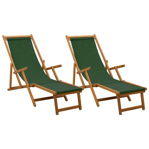 vidaXL &Ouml;sszecsukhat&oacute; nyug&aacute;gy 2 pcs 3 Poz&iacute;ci&oacute; T&ouml;m&ouml;r Eukaliptusz Fa Z&ouml;ld