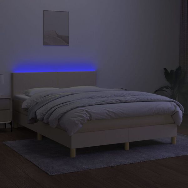 vidaXL kr&eacute;msz&iacute;nű sz&ouml;vet rug&oacute;s &eacute;s LED-es &aacute;gy matraccal 140x190cm