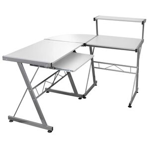 vidaXL feh&eacute;r szerelt fa sarok sz&aacute;m&iacute;t&oacute;g&eacute;pasztal 132 x 112 x 99 cm