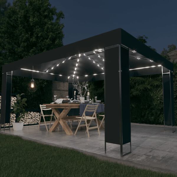 vidaXL antracitsz&uuml;rke pavilon LED f&eacute;nyf&uuml;z&eacute;rrel 3 x 4 m