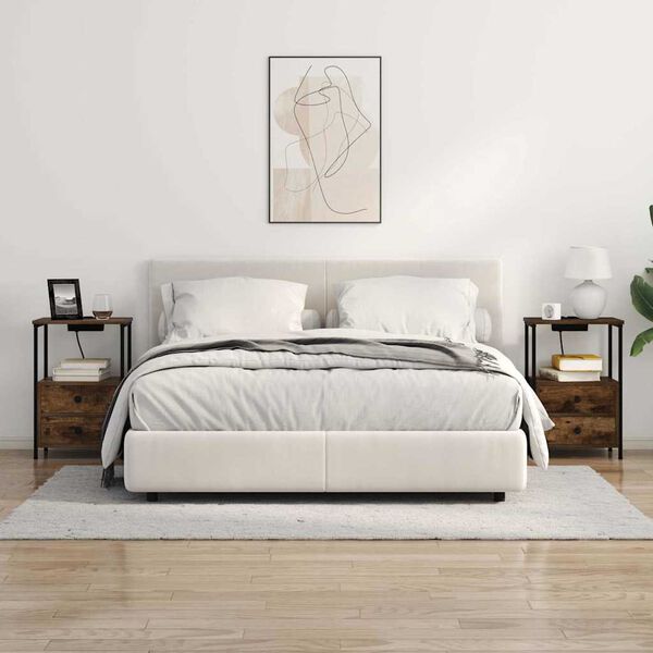 vidaXL &Eacute;jjeliszekr&eacute;ny fi&oacute;kkal F&uuml;st&ouml;lt t&ouml;lgy 40 x 31 x 60 cm Faanyag