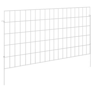 vidaXL Kerti ker&iacute;t&eacute;s kar&oacute;kkal 48 db 95 x 50 cm Horganyzott Ac&eacute;l Ez&uuml;st