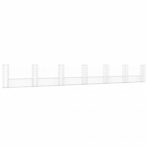 vidaXL U-alakú vas gabionkosár 7 oszloppal 740 x 20 x 100 cm