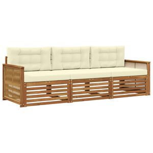 vidaXL K&uuml;lt&eacute;ri kanap&eacute; szett p&aacute;rn&aacute;val 3 pcs Term&eacute;szetes &eacute;s kr&eacute;msz&iacute;nű