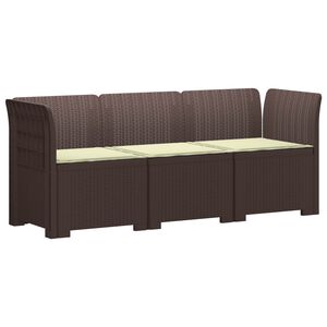 vidaXL 3-Fős Kerti Kanap&eacute; P&aacute;rn&aacute;kkal Rattan Hat&aacute;ssal PP Barna