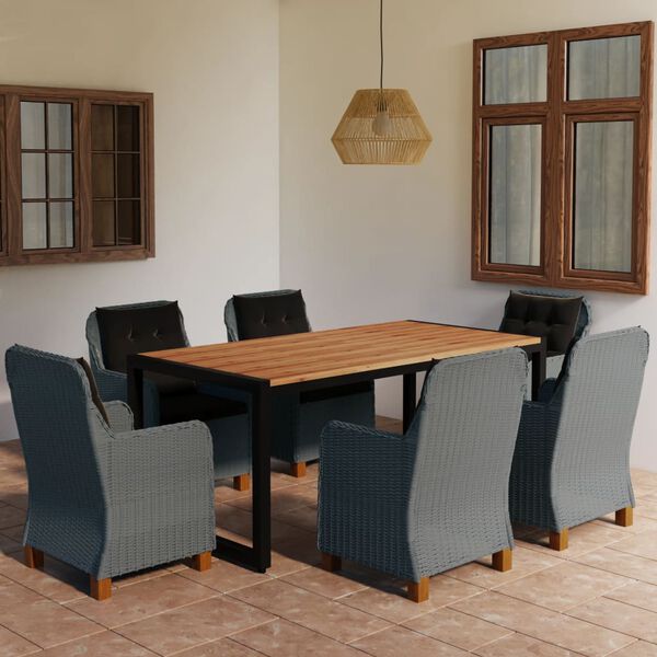 vidaXL 7 r&eacute;szes s&ouml;t&eacute;tsz&uuml;rke kerti &eacute;tkezőgarnit&uacute;ra