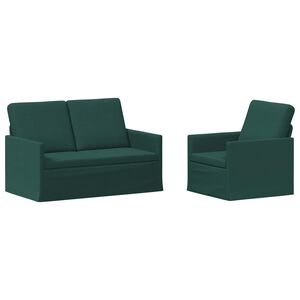 vidaXL Kanap&eacute; Szett 2 pcs S&ouml;t&eacute;tz&ouml;ld Sz&ouml;vet
