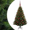 vidaXL Műfenyő g&ouml;mb&ouml;kkel 120 cm 150 LED Meleg feh&eacute;r PVC &eacute;s f&eacute;m Z&ouml;ld
