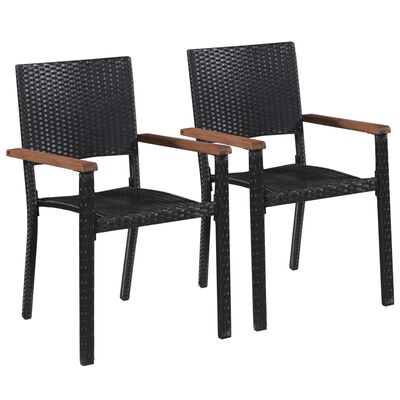 vidaXL 2 db fekete polyrattan kültéri szék