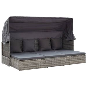vidaXL sz&uuml;rke polyrattan kerti napoz&oacute;&aacute;gy tetővel