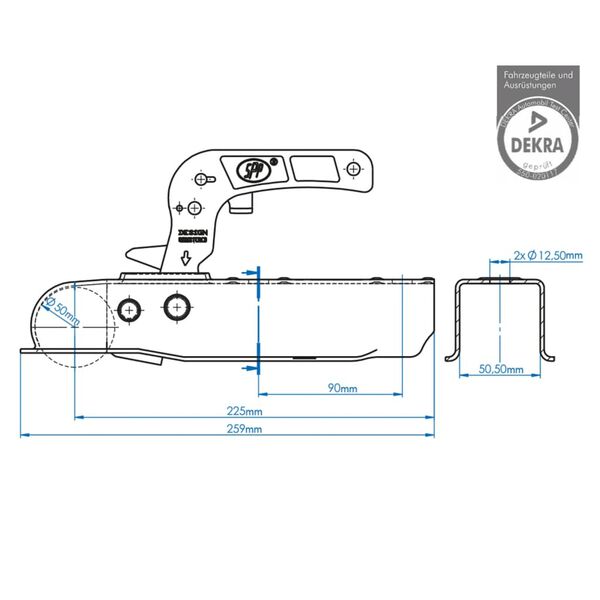 ProPlus szögletes vonógömb kapcsolófej 50 mm