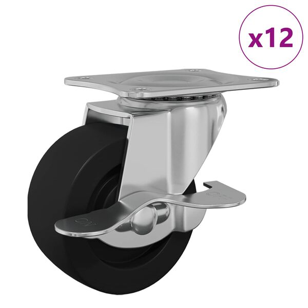 vidaXL Kerekek 12 pcs Fekete &eacute;s ez&uuml;st 50,7 x 50,7 x 24,4 mm