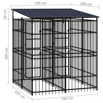vidaXL acél kültéri kutyakennel tetővel 3,69 m²