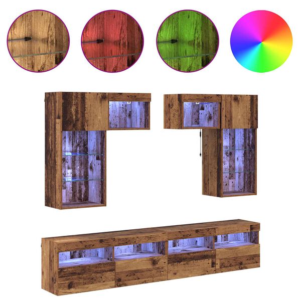 vidaXL TV Fali Egys&eacute;gek 6 pcs Fekete t&ouml;lgy 100 x 30 x 40 cm Faanyag