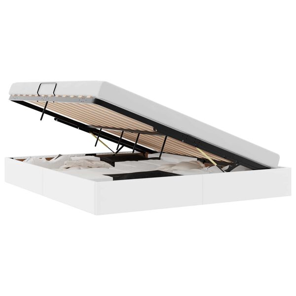 vidaXL T&aacute;rol&oacute;s &Aacute;gy matracmal t&aacute;rol&oacute;val Tiszta Feh&eacute;r 180 x 200 cm Műbőr