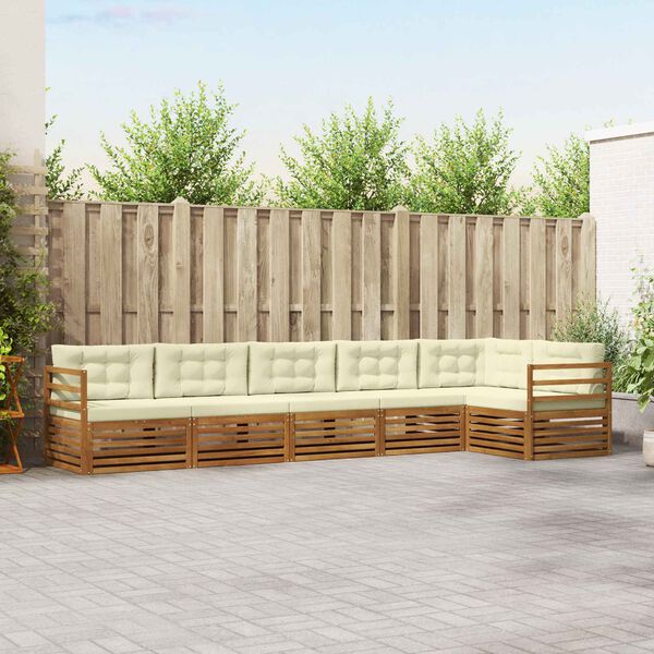 vidaXL K&uuml;lt&eacute;ri kanap&eacute; szett p&aacute;rn&aacute;val 6 pcs Term&eacute;szetes &eacute;s kr&eacute;msz&iacute;nű