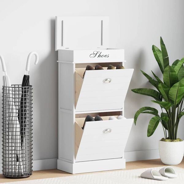 vidaXL feh&eacute;r cs&aacute;sz&aacute;rfa cipőszekr&eacute;ny 50 x 28 x 98 cm