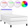 vidaXL feh&eacute;r műbőr rug&oacute;s &aacute;gy matraccal &eacute;s LED-del 90x190 cm