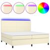 vidaXL kr&eacute;msz&iacute;nű műbőr rug&oacute;s &aacute;gy matraccal &eacute;s LED-del 200x200 cm