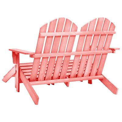 vidaXL kétszemélyes rózsaszín fenyőfa kerti adirondack szék és zsámoly