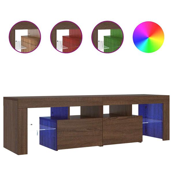 vidaXL barna t&ouml;lgysz&iacute;nű TV-szekr&eacute;ny LED-l&aacute;mp&aacute;kkal 140 x 36,5 x 40 cm