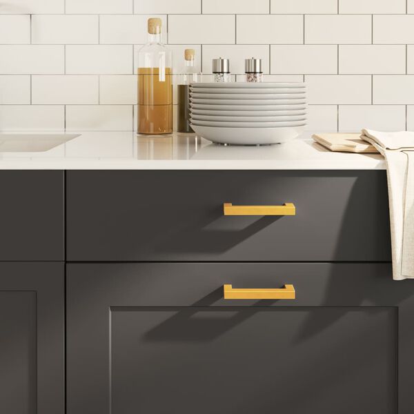 vidaXL 10 db aranysz&iacute;nű rozsdamentes ac&eacute;l szekr&eacute;nyfoganty&uacute; 96 mm