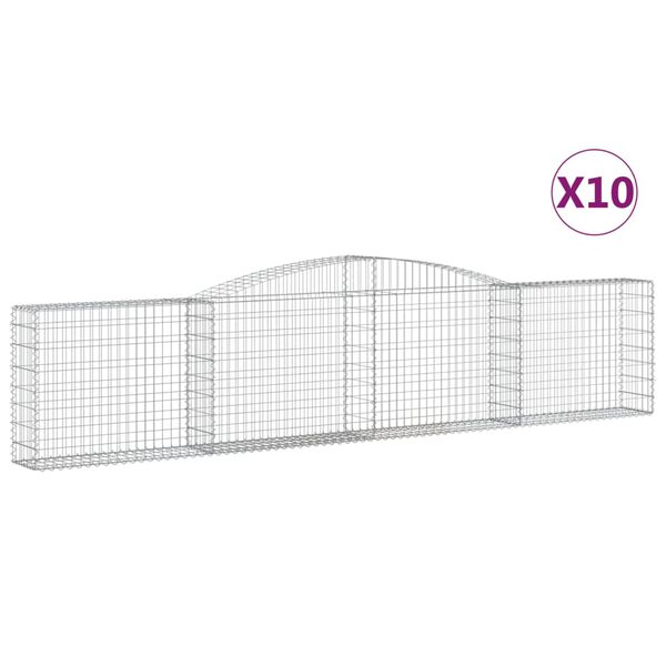 vidaXL 10 db &iacute;ves horganyzott vas gabion kos&aacute;r 400x30x80/100 cm