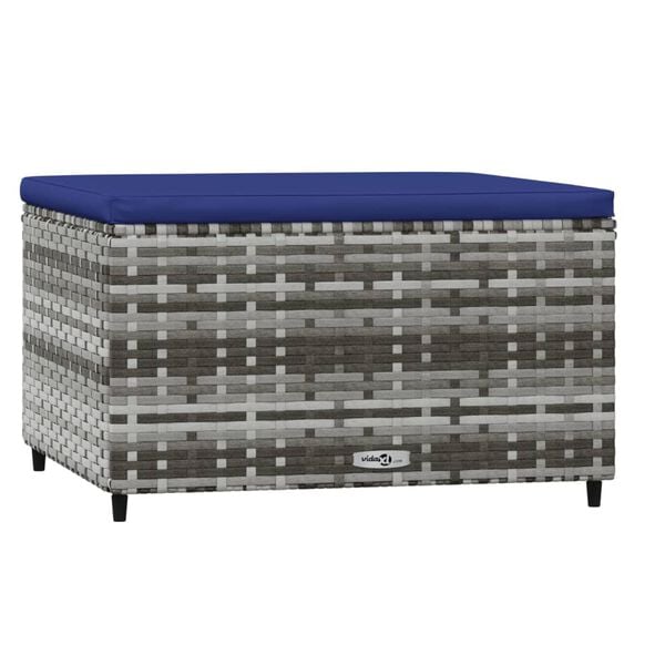 vidaXL 2 db szürke polyrattan kerti lábtartó párnával