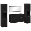 vidaXL F&uuml;rdőszoba b&uacute;tor szett t&aacute;rol&oacute;val 4 pcs Fekete t&ouml;lgy Faanyag