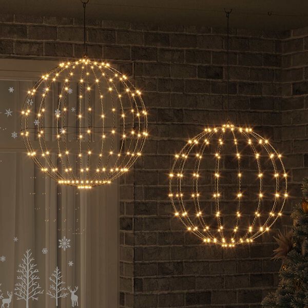 vidaXL Labda 384 LED-del 2 pcs Meleg feh&eacute;r 59,5 x 59,5 x 63 cm F&eacute;m