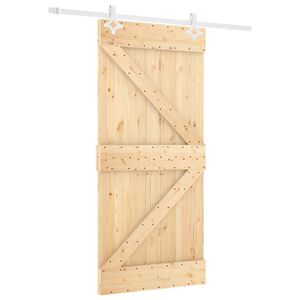 vidaXL Cs&uacute;sz&oacute; ajt&oacute; 90 x 210 cm T&ouml;m&ouml;r Fenyőfa Term&eacute;szetes &eacute;s Feh&eacute;r