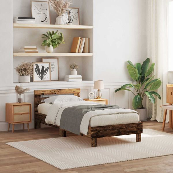 vidaXL Ágykeret Régi fa 90 x 190 cm Faanyag
