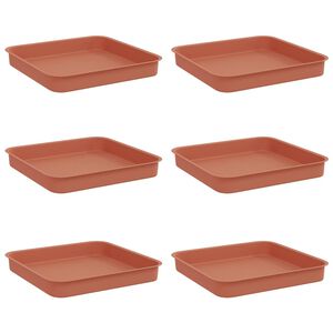 vidaXL N&eacute;gyzetes Vir&aacute;gt&aacute;lca 6 db T&eacute;gla V&ouml;r&ouml;s 15 x 15 x 2 cm Műanyag