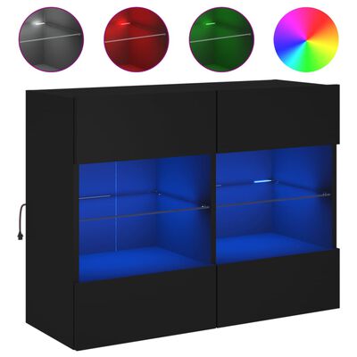 vidaXL fekete fali TV-szekrény LED-világítással 78,5x30x60,5 cm