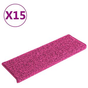 vidaXL 15 db r&oacute;zsasz&iacute;n l&eacute;pcsőszőnyeg, t&eacute;glalap alak&uacute; sz&eacute;llel, 65 x 21 x 4 cm