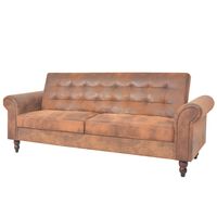 vidaXL 2 személyes kihúzható barna művelúr kanapé karfával