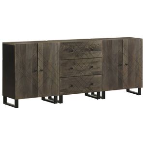 vidaXL 3 db-os kom&oacute;dok fekete 60x33x75 cm t&ouml;m&ouml;r fa mang&oacute;