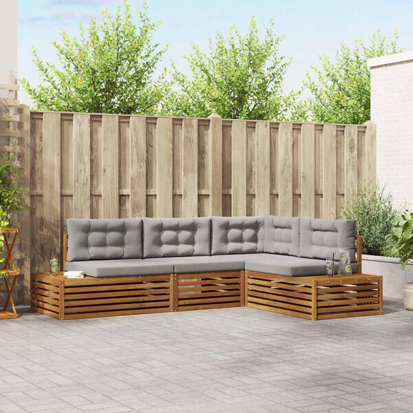 vidaXL K&uuml;lt&eacute;ri kanap&eacute; szett 4 Darab Term&eacute;szetes &eacute;s Vil&aacute;gossz&uuml;rke