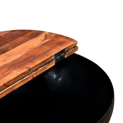 vidaXL 2 db fekete, tál alakú újrahasznosított fa dohányzóasztal