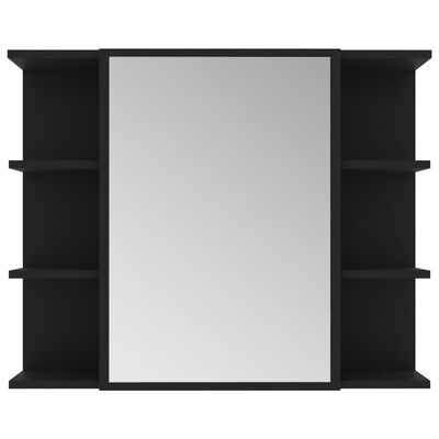 vidaXL fekete forgácslap fürdőszobai tükör 80 x 20,5 x 64 cm